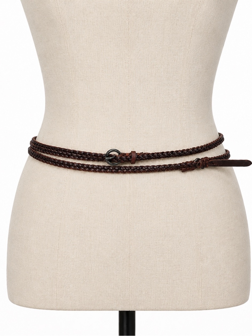 MARC CAIN Brown Braided Leather Wrap Belt Boho Festival OS